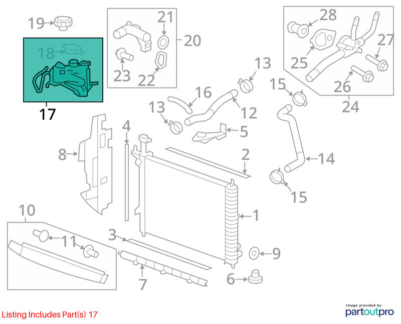Coolant Reservoir VIN J 11th Digit Limited Fits 07-17 ACADIA 2037112