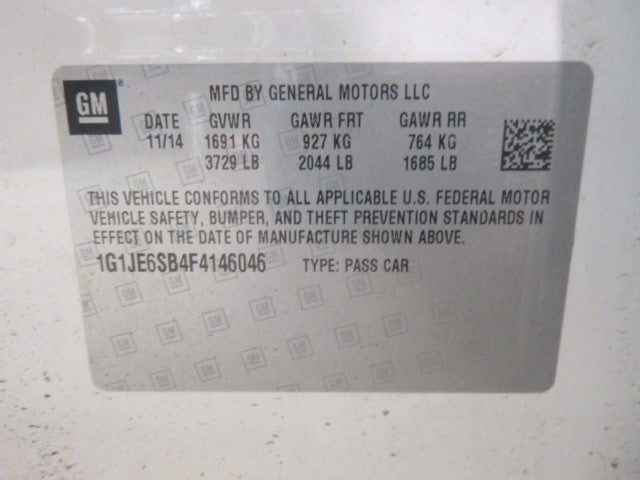 Automatic Transmission 1.4L LT Fits 15 SONIC 1899692