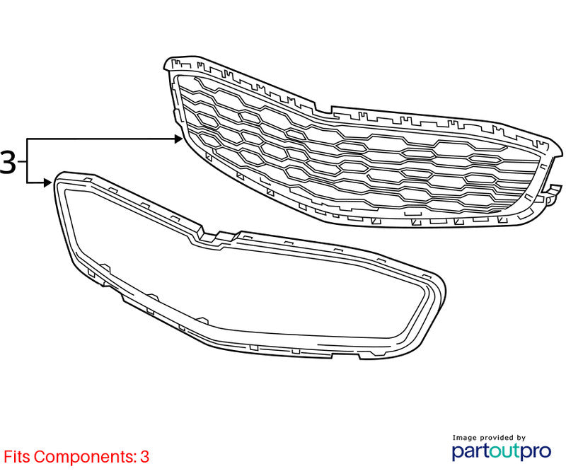 Grille Center Without Redline Package Fits 16-18 MALIBU 2003991