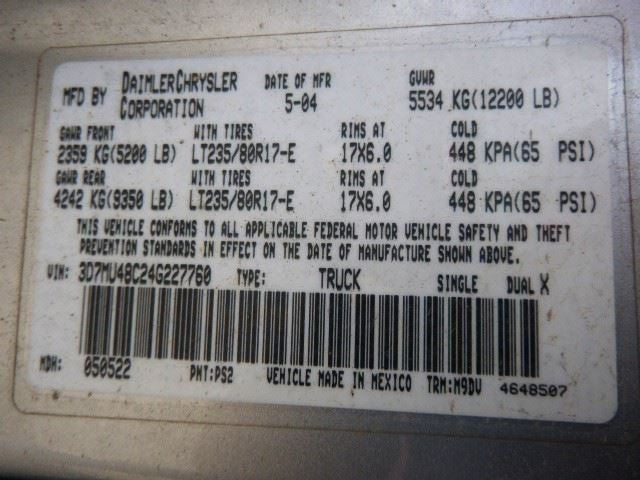 Dodge RAM 3500 2004 Anti-Lock Brake Part 52121410AB Used 8602