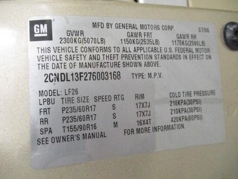 Chevrolet Equinox 2007 Headrest Used 3247