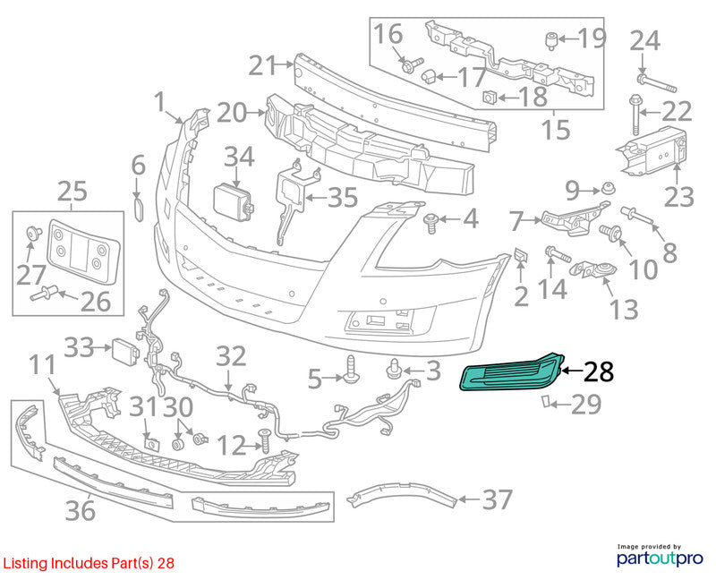 Passenger Grille Ends Lower Fascia Auxiliary Fits 13-17 XTS 1539893
