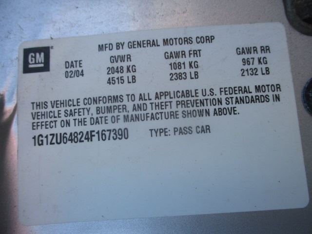 Automatic Transmission VIN Z 4th Digit New Style 3.5L Fits 04 MALIBU 1