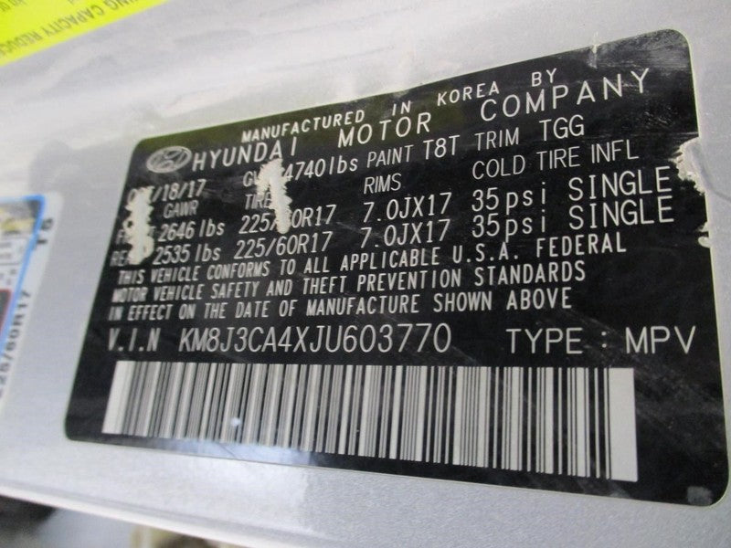 Automatic Transmission 2.0L AWD Fits 16-18 TUCSON 1889436