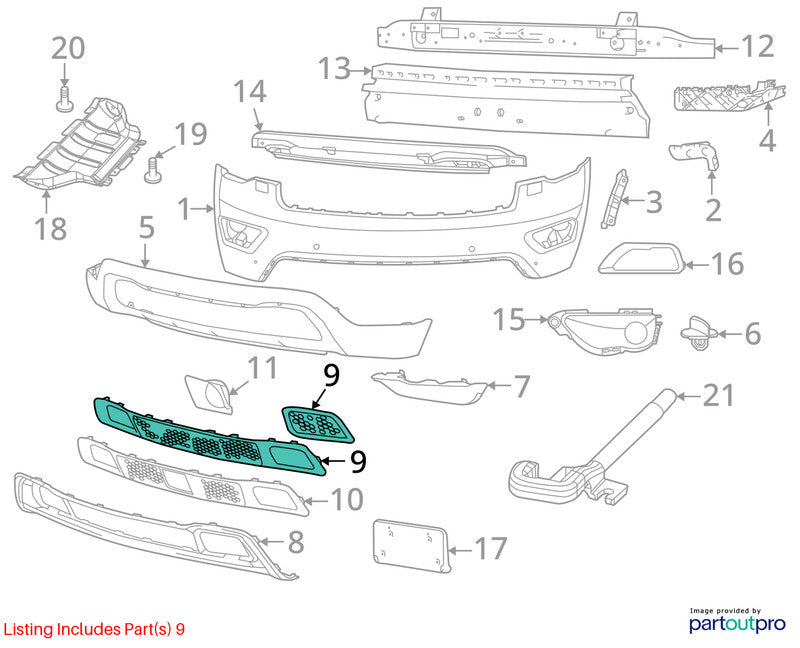 Grille Wk Body VIN E Or F 6th Digit Lower Fits 17-22 GRAND CHEROKEE 15