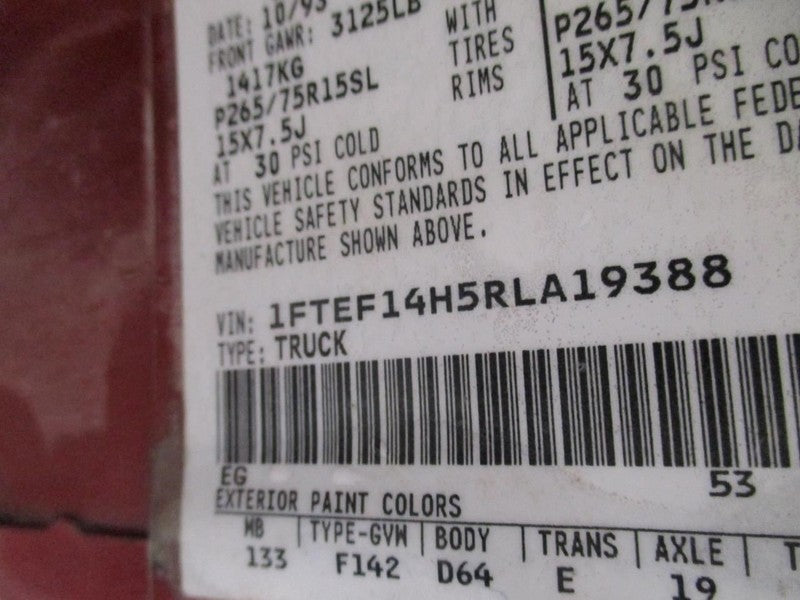 F150      1994 Seat Belt Front 1687561