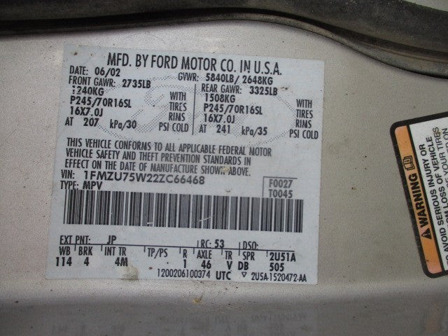 Power Steering Pump 4 Door Thru 05/16/03 Fits 02-03 EXPLORER 1662702