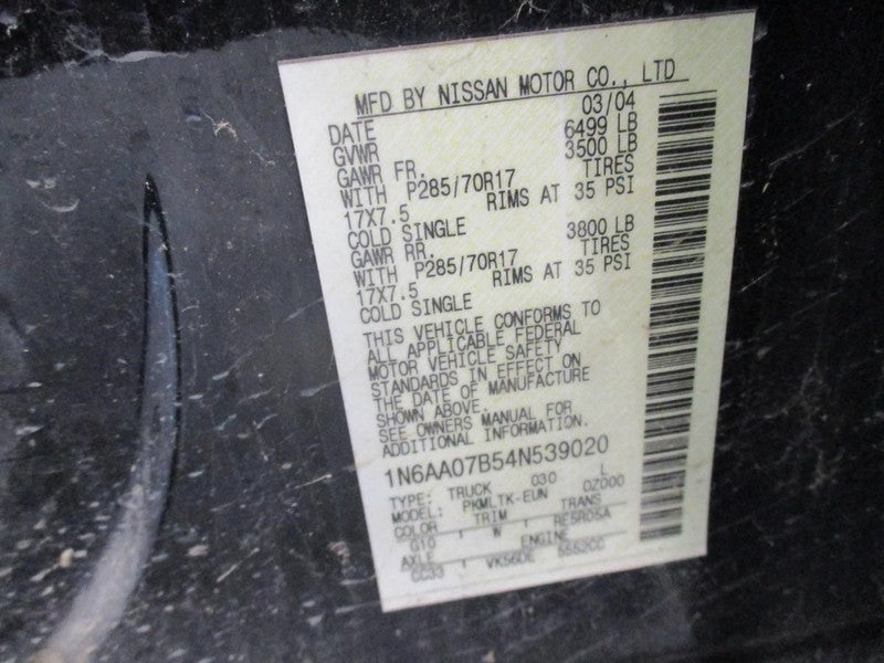 TITAN     2004 Front Seat Track 2032850