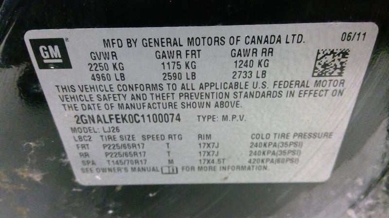 Starter Motor Fits 10-17 EQUINOX 1716391