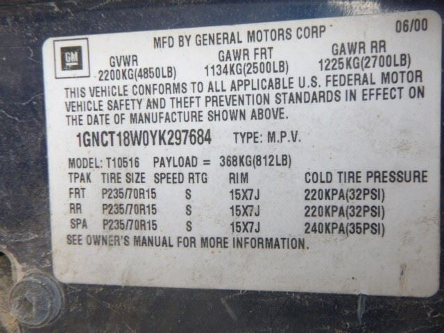 Driver Sun Visor Without Illumination Fits 00-05 BLAZER S10/JIMMY S15 