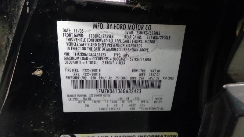 Alternator With Rear AC ID 5F9T-10300-BA Fits 05-07 FREESTYLE 1895723