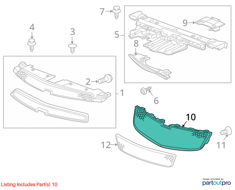 Grille Lower Center Of Fascia Transmission Opt MH8 Fits 11-14 CRUZE 18