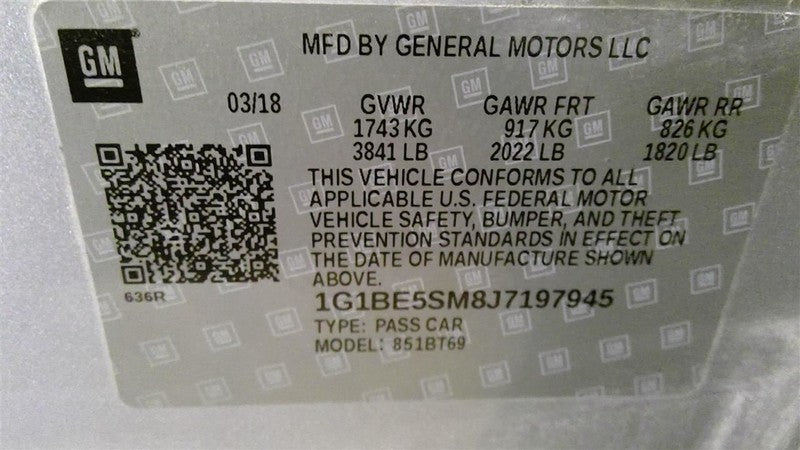 CRUZE     2018 Seat Belt Rear 1712310