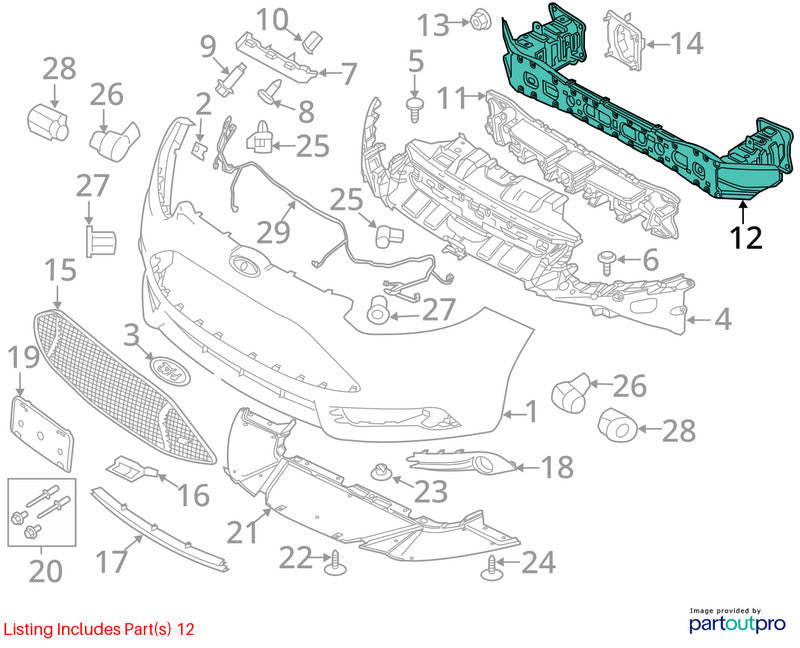 Front Bumper Reinforcement Fits 12-18 FOCUS 1930279