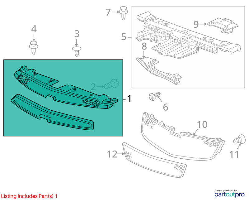 Grille Upper Fits 11-14 CRUZE 2037349