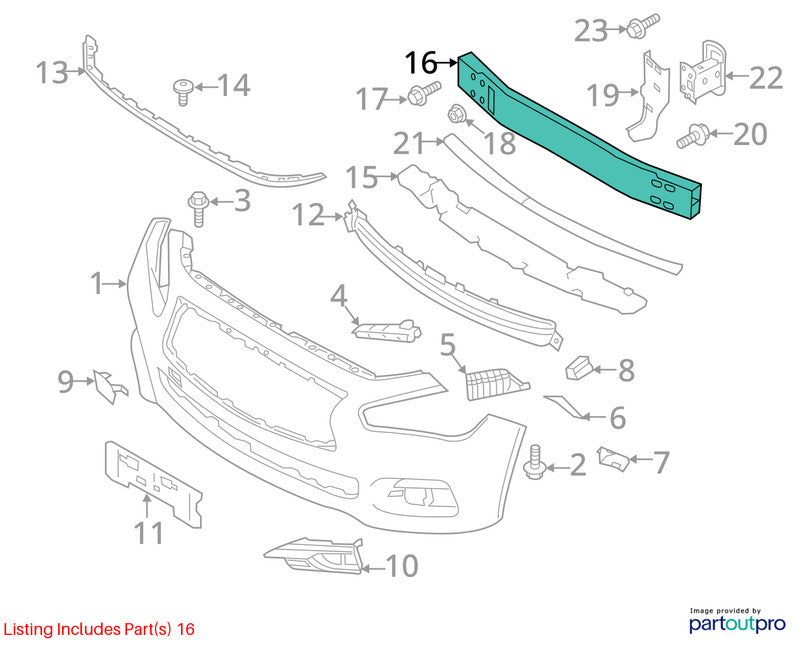 Front Bumper Reinforcement Fits 14-24 INFINITI Q50 1639263