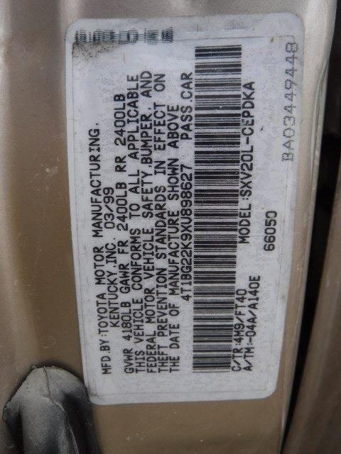 Passenger Right Headlight Fits 97-99 CAMRY 1014027