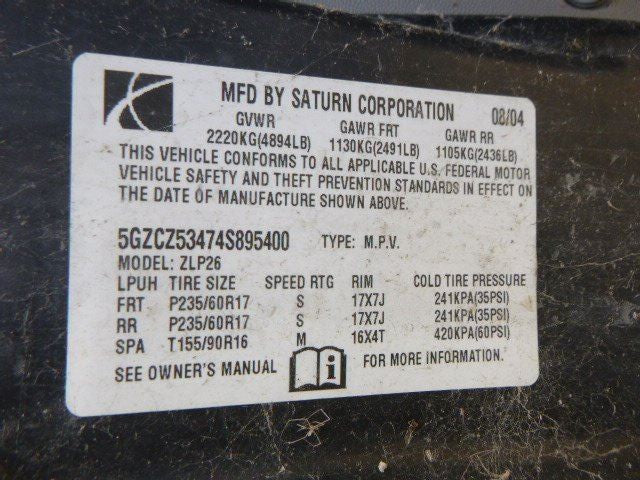 Air Cleaner 3.5L VIN 4 8th Digit Opt L66 Fits 04-07 VUE 1130621