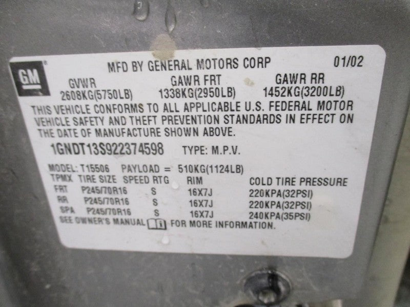 TRAILBLAZ 2002 Hatchback Strut 1872168