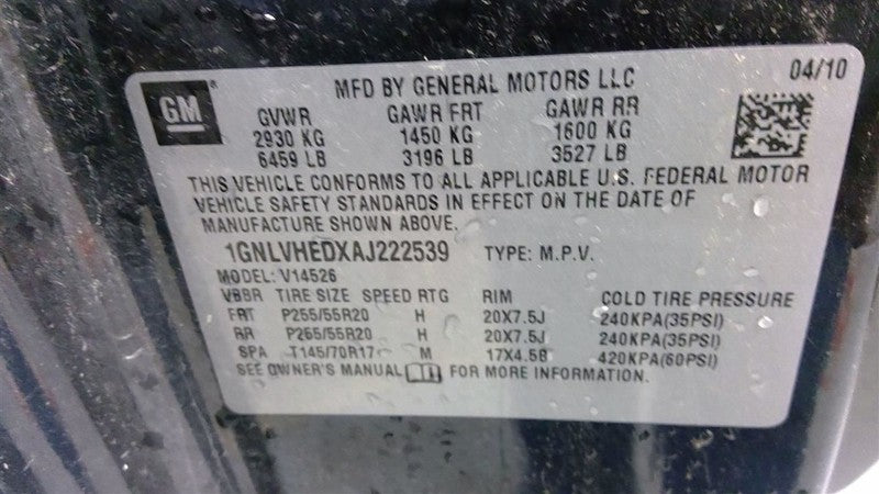 Power Steering Pump VIN J 11th Digit Limited Fits 07-17 ACADIA 1909784