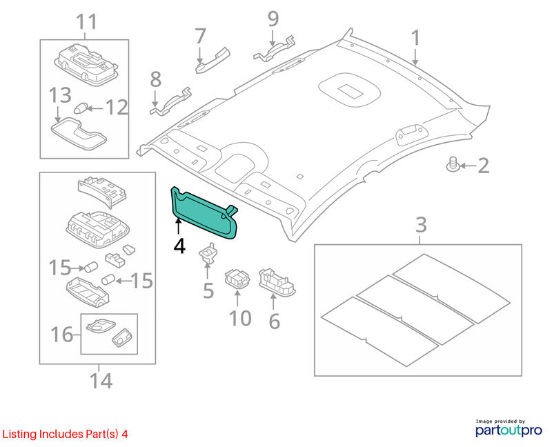 Passenger Sun Visor Korea Built VIN K 1st Digit Hybrid Fits 11-16 OPTI
