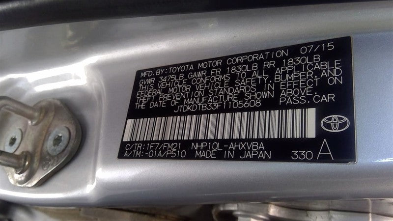 Engine Gasoline 1.5L 1NZFXE Engine Prius C VIN B3 Fits 12-19 PRIUS 163