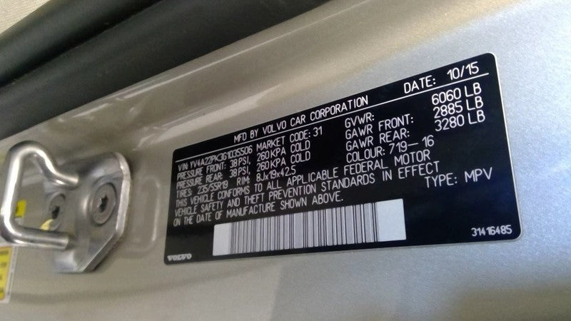 XC90      2016 Seat Belt Rear 1722816