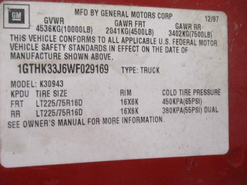 TGMC3500  1998 Front Seat 1660281