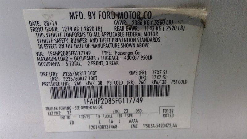 Driver Left Headlight Limited Halogen Fits 15-19 TAURUS 1660922