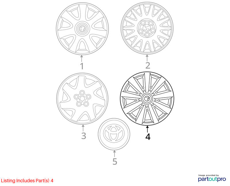 Wheel Cover HubCap 15" 9 Spoke Fits 04-06 CAMRY 2035218
