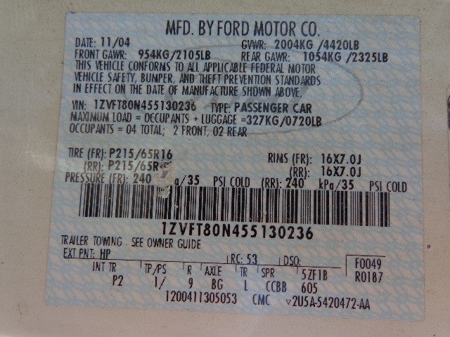 Rear Axle 7.5" Ring Gear 3.31 Ratio With ABS Fits 05-10 MUSTANG 171712