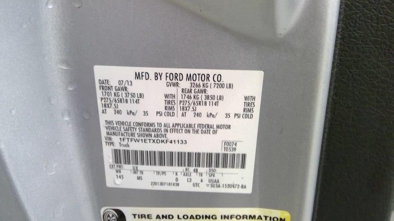 F150      2013 Door Trim Panel Rear 2036914