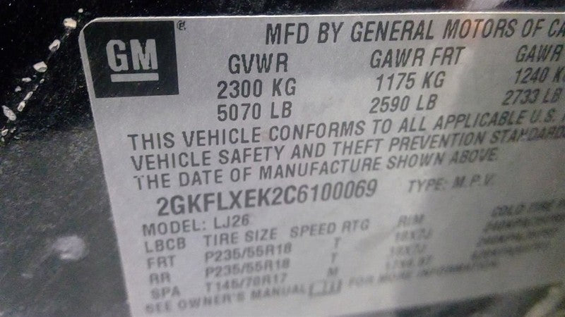 Automatic Transmission 6 Speed AWD Opt Mhc Fits 12 EQUINOX 1637191