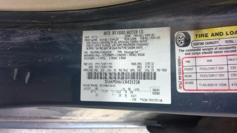 Engine Gasoline 2.5L VIN A 8th Digit Fits 12 FUSION 1933090