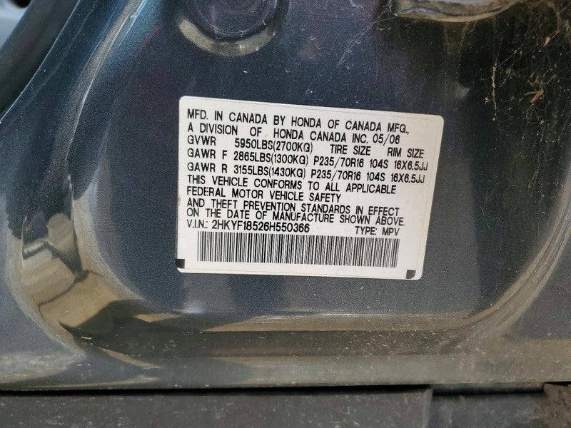 Wheel 16x6-1/2 Alloy 5 Spoke EX SE Package Fits 06-08 PILOT 1906142