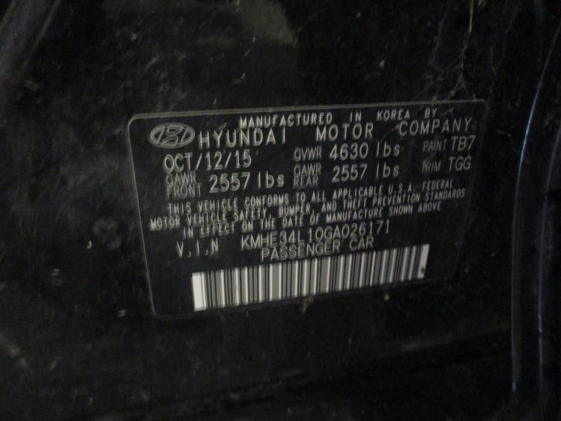 Console Front Floor Korea Built Hybrid With Rear Vent Fits 16-17 SONAT