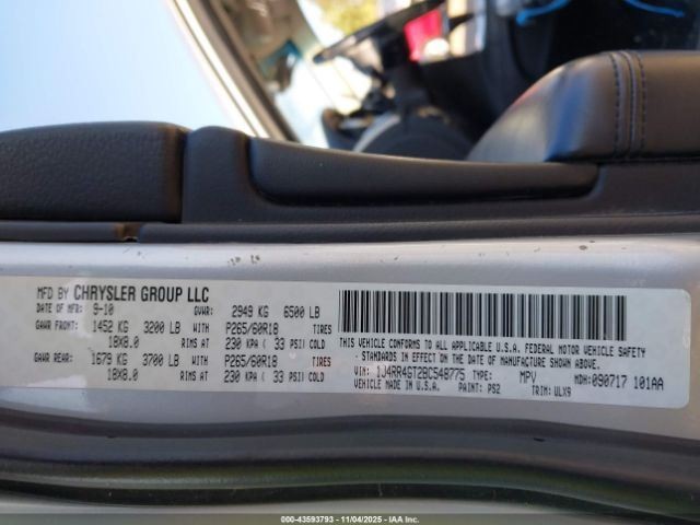 GRANDCHER 2011 Seat Belt Rear 1736340