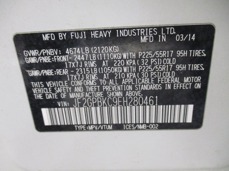 Passenger Right Rear Door Vent Glass Fits 13-17 XV CROSSTREK 1885252