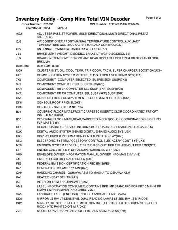 IMPALA    2004 Owners Manual 1939694