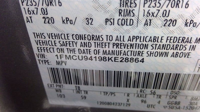 Passenger Right Headlight Clear Background Fits 08-12 ESCAPE 1659805