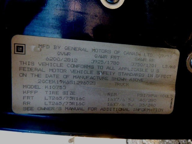 TCHEV1500 1995 Sun Visor 1677307