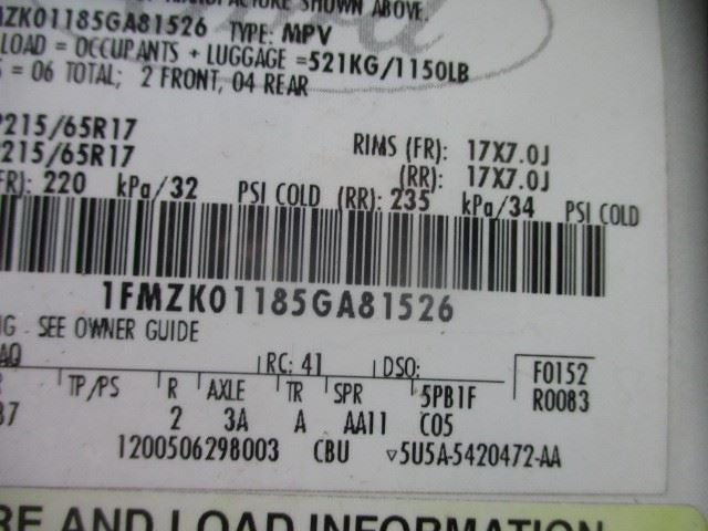 Alternator ID 5F9T-10300-AC Fits 05-07 FIVE HUNDRED 1900364