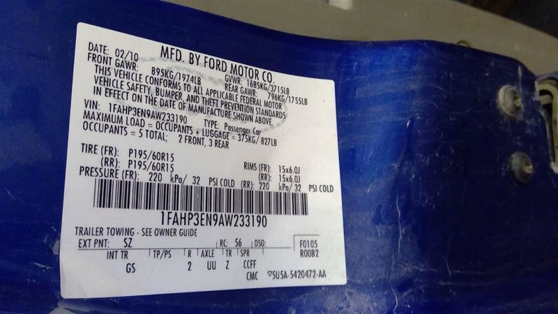 Engine 2.0L VIN N 8th Digit Gasoline Fits 10-13 TRANSIT CONNECT 168000