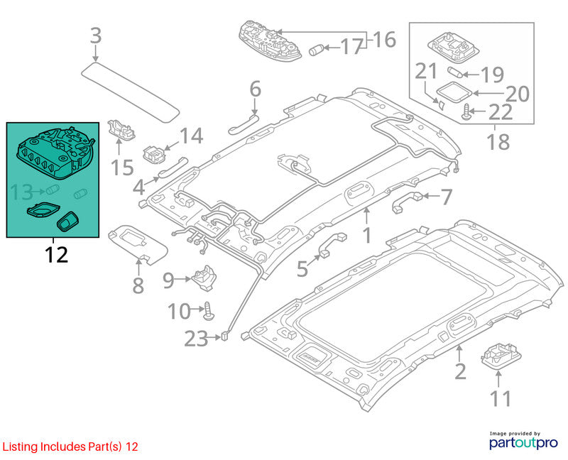 Console Front Roof SWB Sport Without Sunroof Fits 13-16 SANTA FE 19702