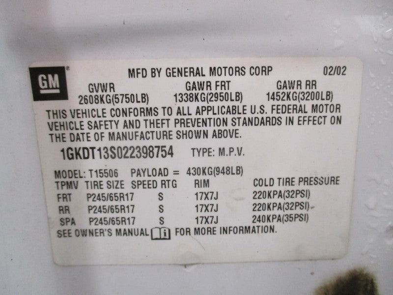 ENVOY     2002 Door Trim Panel Rear 2019267