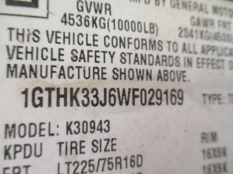 TGMC3500  1998 Seat Belt Front 1660293