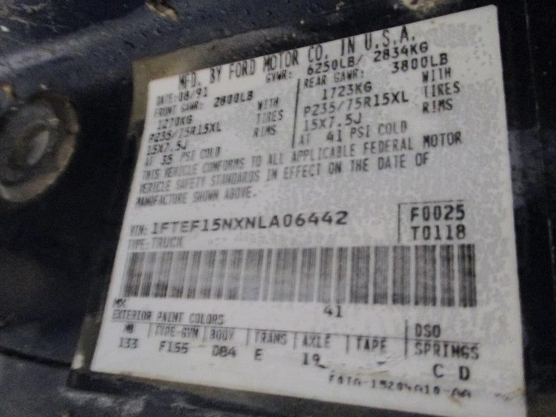 F150      1992 Seat Belt Front 1728928