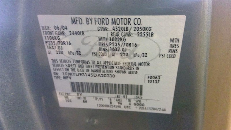 Automatic Transmission VIN 1 8th Digit C4DE 3.0L Fits 05-06 ESCAPE 167