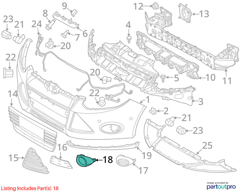 Driver Grille Cover Mounted Lower S Model Fits 12-14 FOCUS 1506104