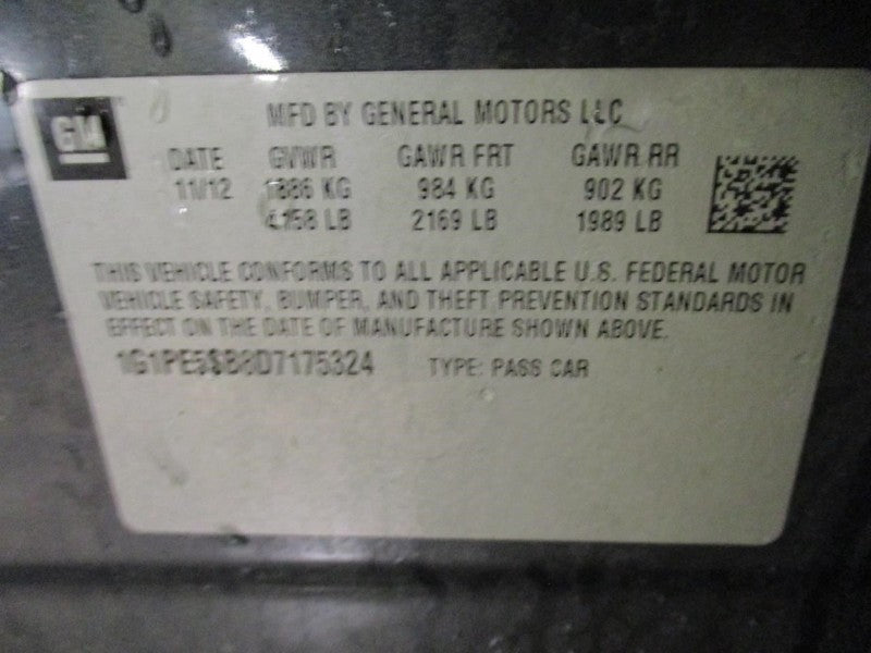 Alternator VIN P 4th Digit Limited Fits 12-16 CRUZE 1745036